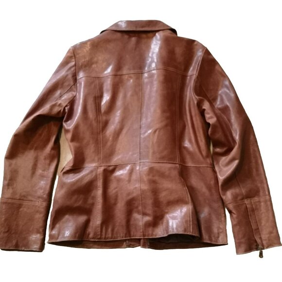 VTG Danier Genuine Italian Leather Brown Womens Large Jacket Removable Lining - Picture 2 of 16